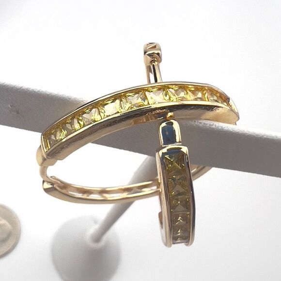 18k gold filled Elegant Gold Hoop Earrings with Yellow Accents - Picture 8 of 9